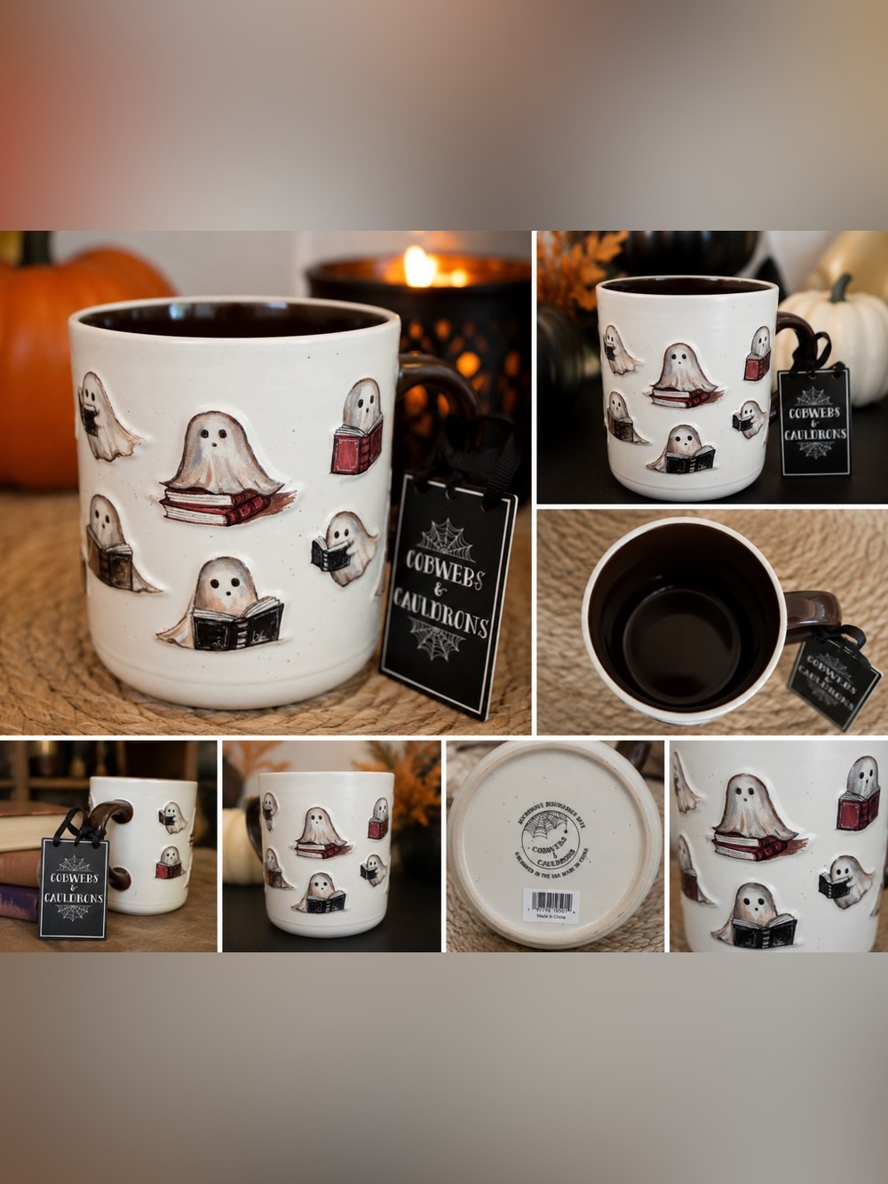 Cobwebs 8 Cauldrons | Ghost Book Lover Ceramic Mug 👻☕️🕸️